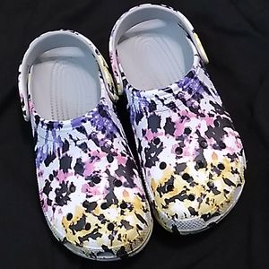 Abstract colored Crocs women size 11, men size 9